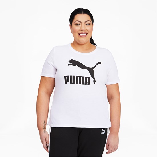 T Shirt Running Puma Classics Logo PL Femme Blanche | 5402918-KD