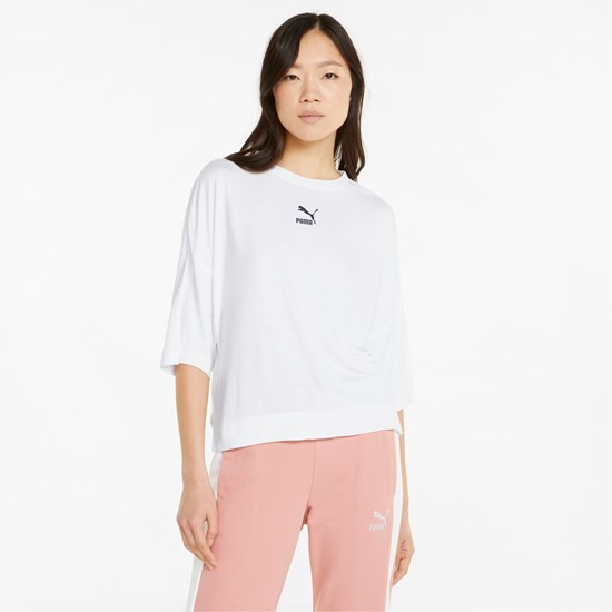 T Shirt Running Puma Classics Splitside Femme Blanche | 9072368-PV