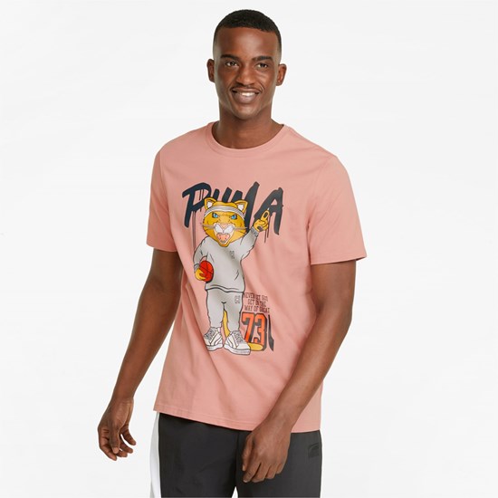 T Shirt Running Puma Dylan Corta Sleeve Basketball Homme Rosette | 8694750-AU