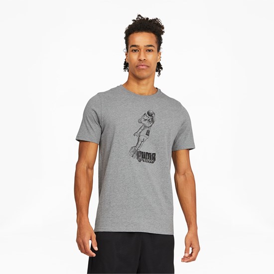T Shirt Running Puma Dylan Corta Sleeve Basketball Homme Medium Gray Heather | 9168325-FG