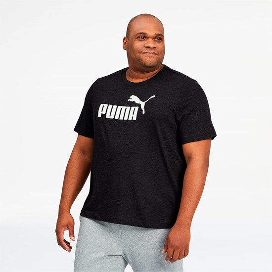 T Shirt Running Puma Essentials Heathe BT Homme Noir | 2938167-NY