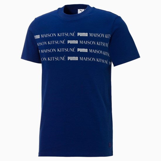 T Shirt Running Puma PUMA x MAISON KITSUNE Engineered Homme Bleu | 2690357-XL