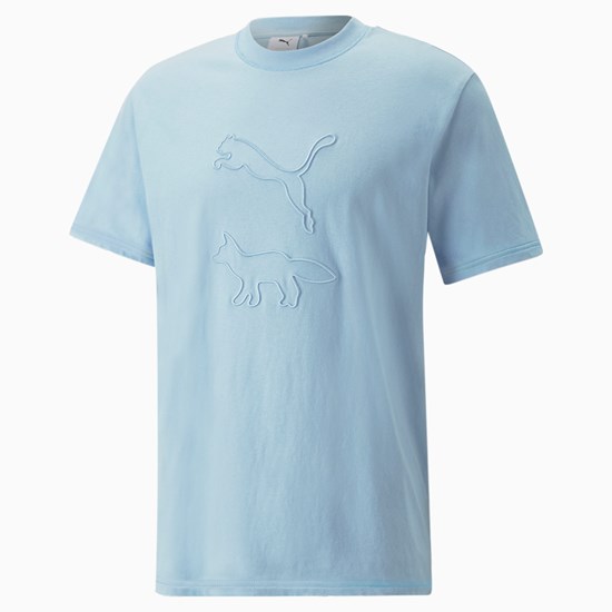 T Shirt Running Puma PUMA x MAISON KITSUNE Homme Bleu | 3715268-JK
