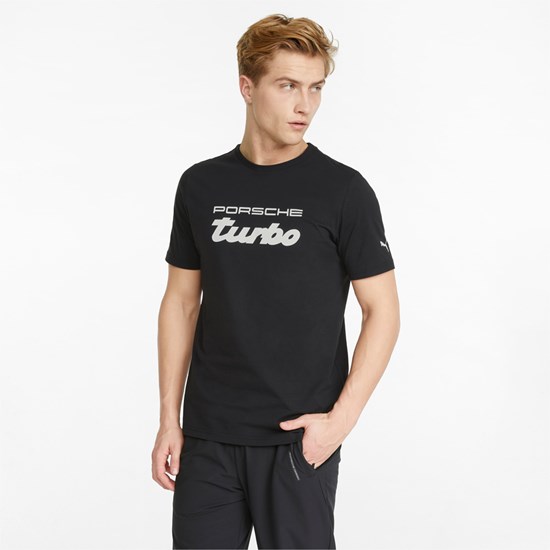 T Shirt Running Puma Porsche Legacy Logo Homme Noir | 6395174-OY