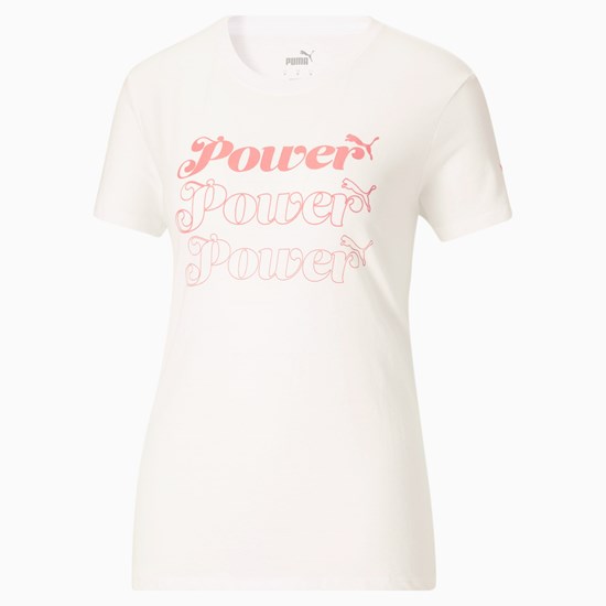 T Shirt Running Puma Power Pink Femme Blanche | 6089152-WE