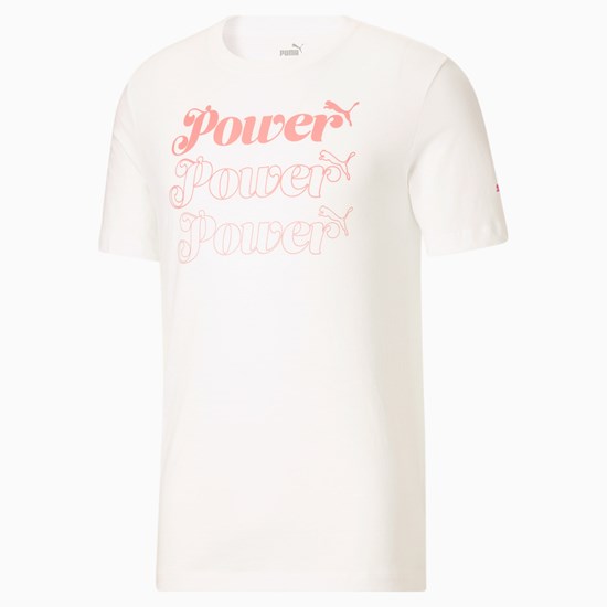 T Shirt Running Puma Power Pink Homme Blanche | 2871346-ZK