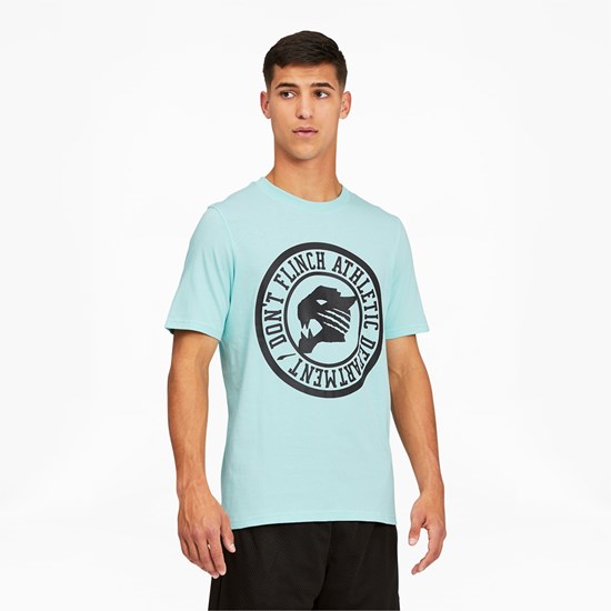 T Shirt Running Puma Qualifier Basketball Corta Sleeve Homme Bleu | 3807491-IV