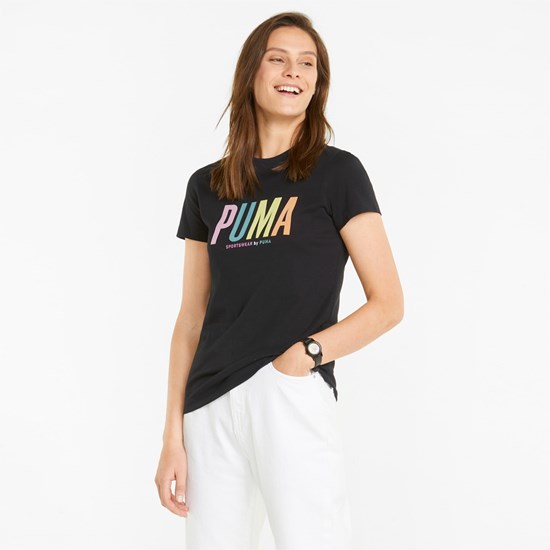 T Shirt Running Puma Sportswear by PUMA Graphic Femme Noir | 0276859-OK